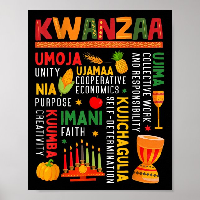 Happy Kwanzaa Sieben Prinzipien von Kwanzaa Men Wo Poster (Vorne)