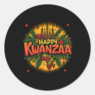 Happy Kwanzaa Weihnachten Afro-Amerikanische Kinde Runder Aufkleber