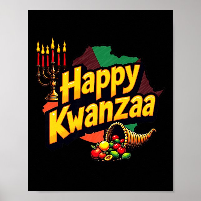 Happy Kwanzaa Weihnachten Afro-Amerikanisches Happ Poster (Vorne)