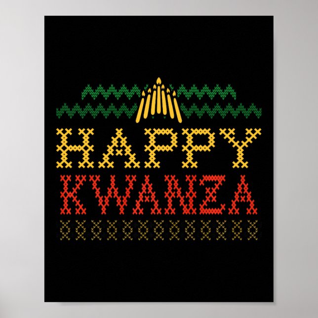 Happy Kwanzaa Weihnachten Schwarzes Erbe Urlaub Mä Poster (Vorne)
