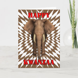 Happy Kwanzaa, Zany-Muster mit Elefant, Karte