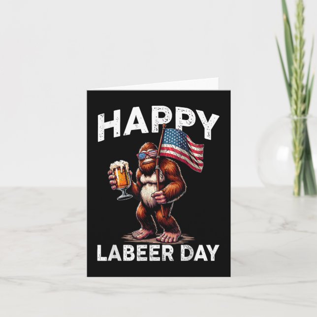 Happy Labeer Day Labour Day Sasquatch American Fla Karte (Vorderseite)