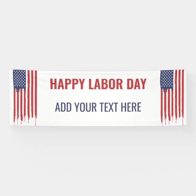 Happy Labour Day American Flag Graffiti Banner (Horizontal)