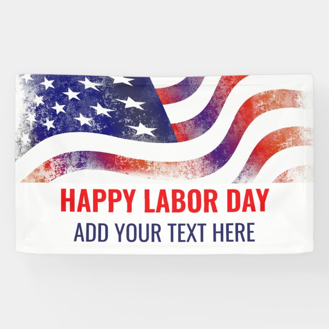 Happy Labour Day American Flag Personalisiert Banner (Horizontal)