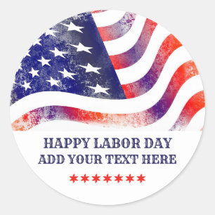 Happy Labour Day American Flag Runder Aufkleber