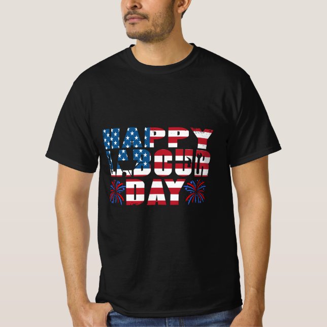 Happy Labour Day - amerikanischer Flag-T - Shirt (Vorderseite)