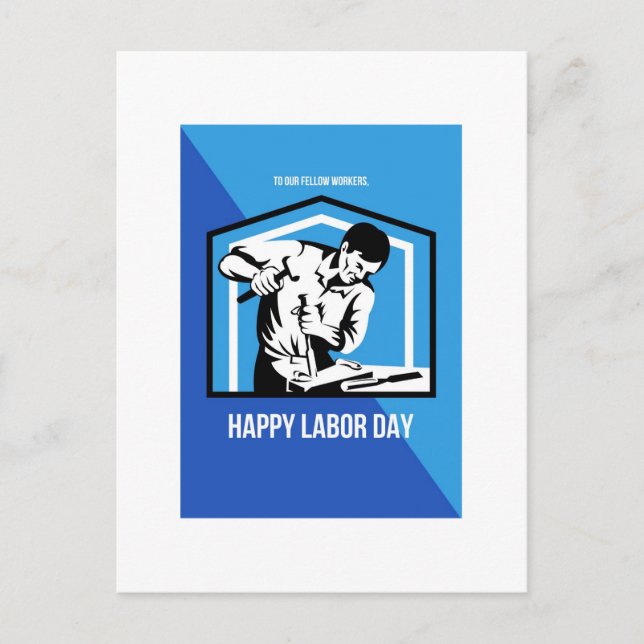 Happy Labour Day Fellow Workforce Retro Poster Postkarte (Vorderseite)