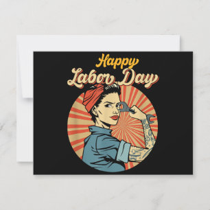 Happy Labour Day Girl Strong Worker Movement Einladung