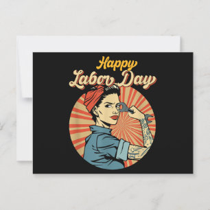 Happy Labour Day Girl Strong Worker Movement Postkarte
