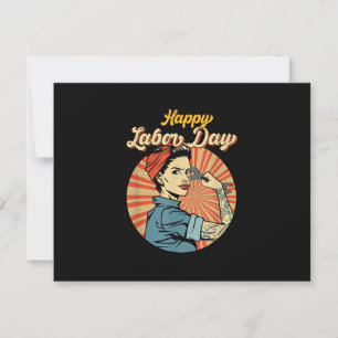 Happy Labour Day Girl Strong Worker Movement RSVP Karte