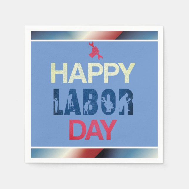 Happy Labour Day in Red White Blue Serviette (Vorderseite)