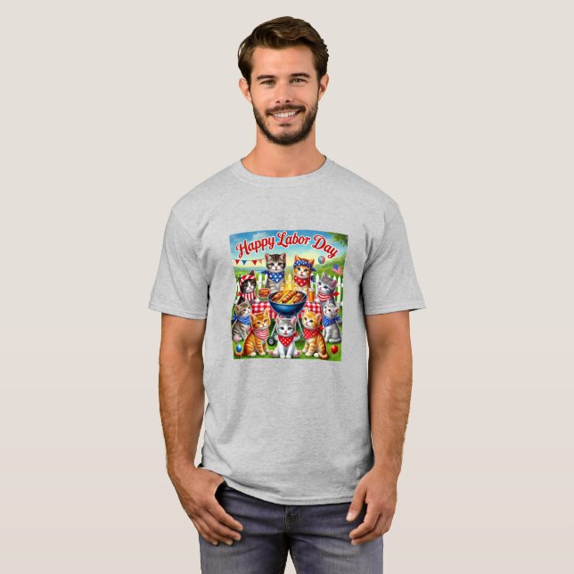 Happy Labour Day Kittens T - Shirt (Vorne ganz)