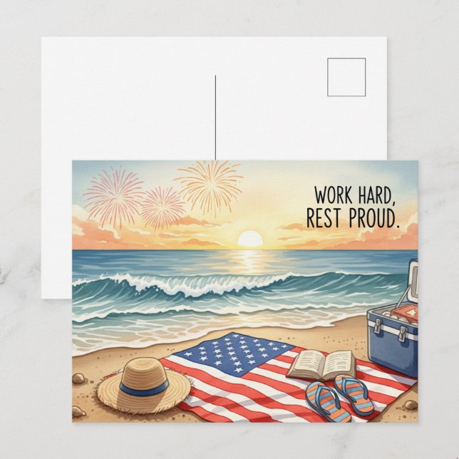 Happy Labour Day mit Flag Postcard Postkarte (Vorne/Hinten)