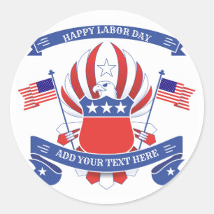 Happy Labour Day Patriotic Eagle Runder Aufkleber