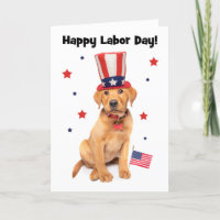 Happy Labour Day Patriotic Red Fox Labrador Puppy 