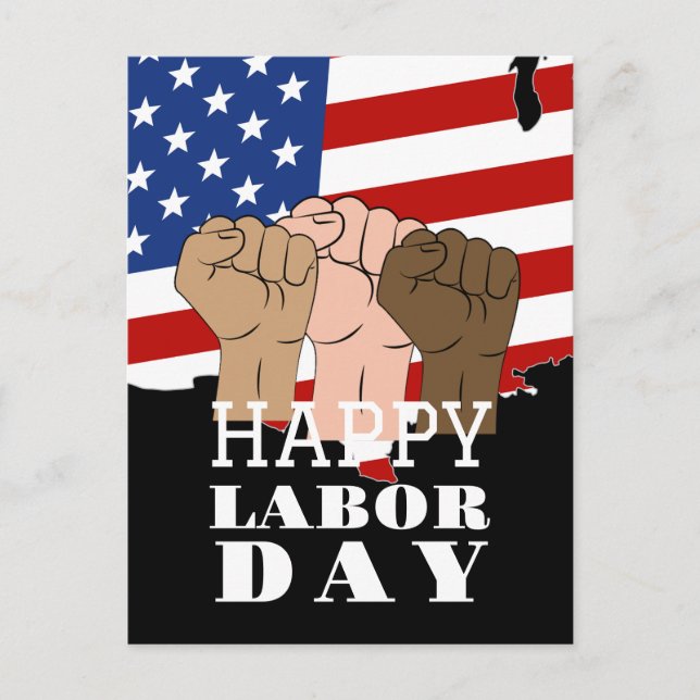 Happy Labour Day patriotisch USA Red White & Blue Postkarte (Vorderseite)