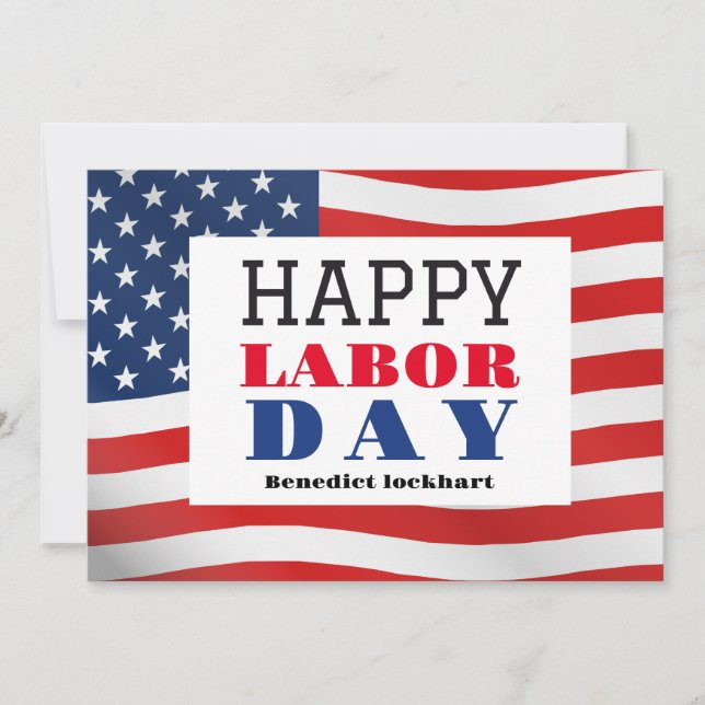 Happy Labour Day patriotische Flagge der USA Dankeskarte (Vorderseite)