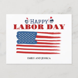 Happy Labour Day patriotische Flagge der USA Postkarte