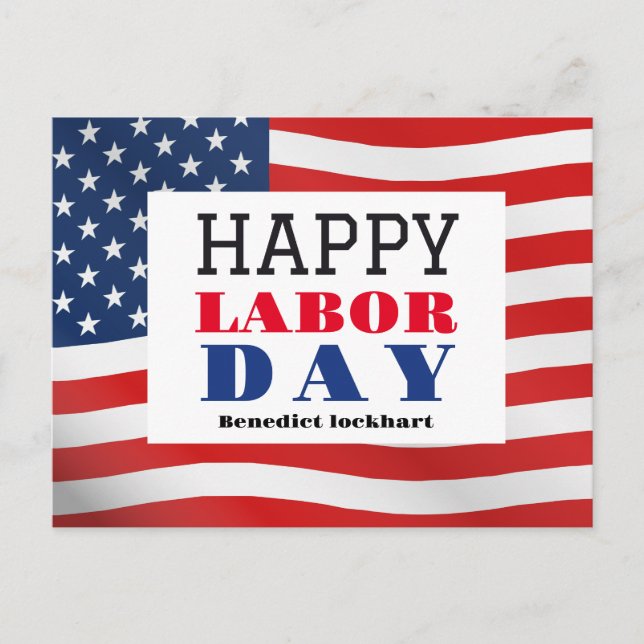 Happy Labour Day patriotische Flagge der USA Postkarte (Vorderseite)