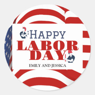 Happy Labour Day patriotische Flagge der USA Runder Aufkleber