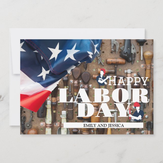 Happy Labour Day patriotische USA Fahnenkarte Dankeskarte (Vorderseite)
