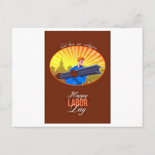 Happy Labour Day Steel Worker Grußkarte Postkarte