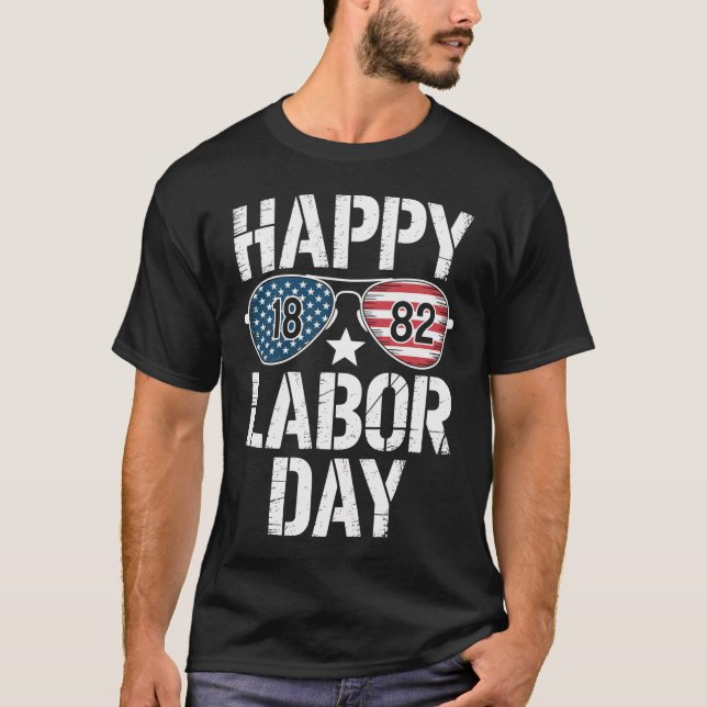 Happy Labour Day Sunglasses 1882 American Flag T-Shirt (Vorderseite)