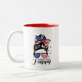 Happy Labour Day US-Flagge Zweifarbige Tasse