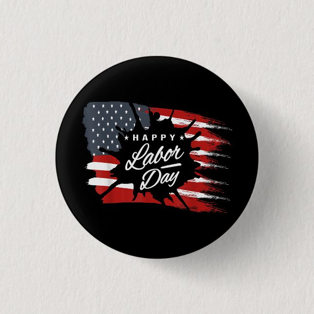 Happy Labour Day verschenken amerikanische Flagge Button (Vorderseite)