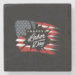 Happy Labour Day verschenken amerikanische Flagge Steinuntersetzer