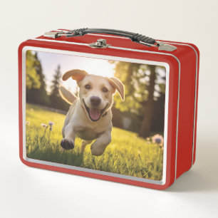 Happy Labrador Puppy Running Metall Brotdose
