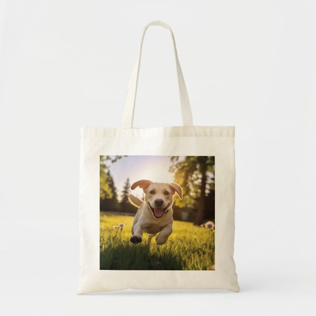 Happy Labrador Puppy Running Tragetasche (Vorne)