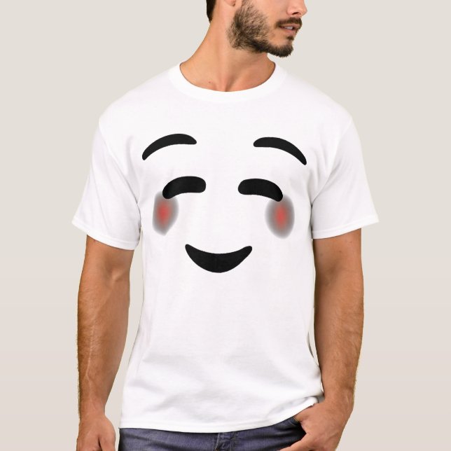 Happy Lächeln Augen Gesicht Blushing Emojis T-Shirt (Vorderseite)