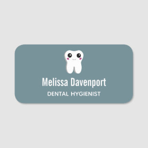 Happy Lächeln Dental Tooth Niedlich Namensschild