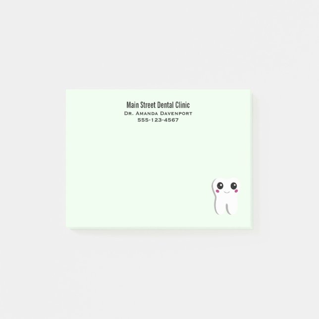 Happy Lächeln Dental Tooth Niedlich Post-it Klebezettel (Vorderseite)