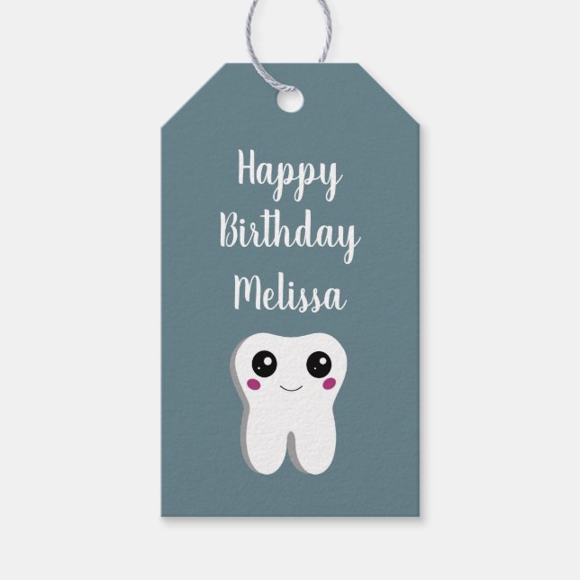 Happy Lächeln Dental Tooth Niedliche Geburtstag Geschenkanhänger (Vorderseite)
