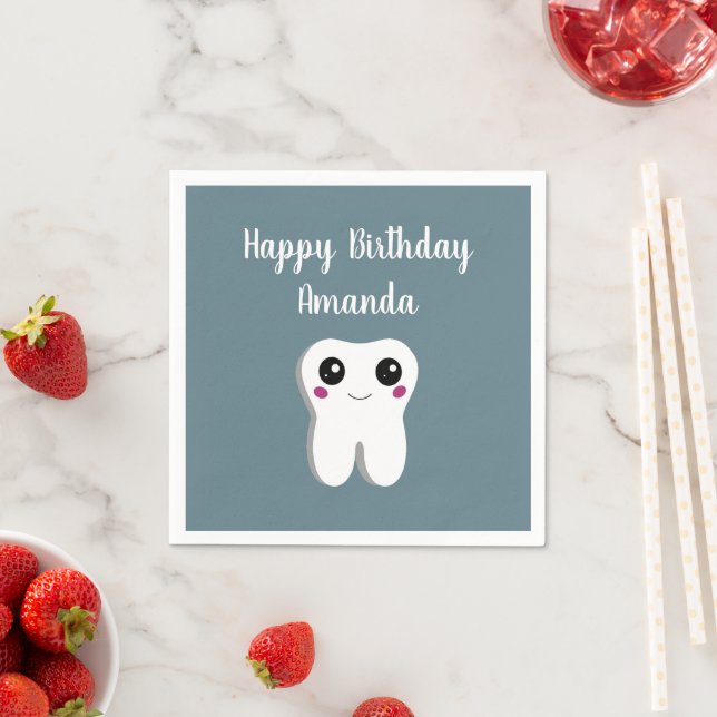 Happy Lächeln Dental Tooth Niedliche Geburtstag Serviette (Beispiel)