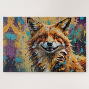 Happy Lächeln Fox-Anstrich Spritzer Puzzle
