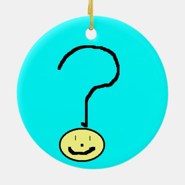 Happy Lächeln Frage Mark Emoji, Kinder Art Keramik Ornament (Hinten)