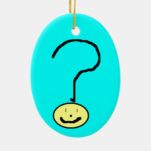 Happy Lächeln Frage Mark Emoji, Kinder Art Keramikornament (Hinten)