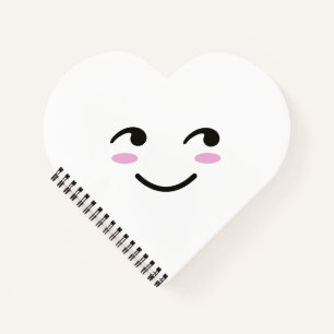Happy Lächeln Gesicht Niedlich Weißer Cartoon Herz Notizbuch