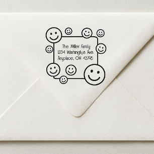 Happy Lächeln Gesichter Adressierung Selbstfarbige Permastempel