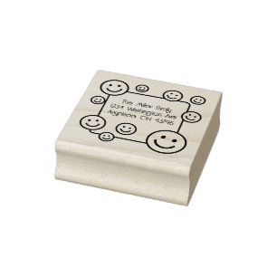 Happy Lächeln Gesichter Rücksendeadresse Gummi Bri Gummistempel