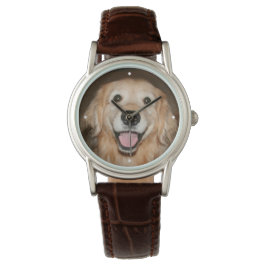 Happy Lächeln Golden Retriever Dog Armbanduhr