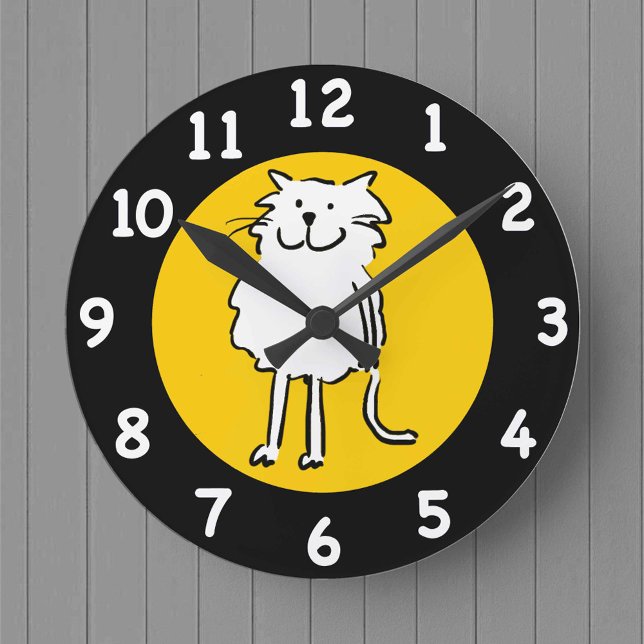 Happy Lächeln Katze als Spaß Cartoon Illustration Runde Wanduhr (Von Creator hochgeladen)