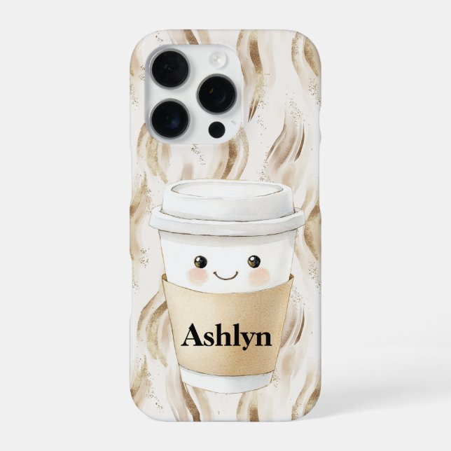 Happy Lächeln Papier Cup iPhone Hülle (Rückseite)