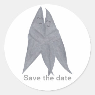 Happy Lächeln Silver Stars Couple Save the Date Runder Aufkleber