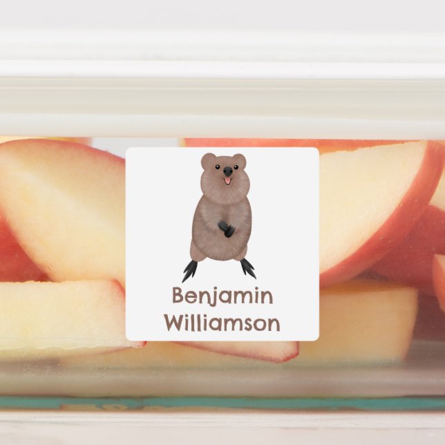 Happy lächelnd niedlich Quokka Cartoon personalisi Etiketten (Befestigt)