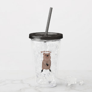 Happy lächelnd niedliche Quokka Cartoon Design Acryltrinkbecher