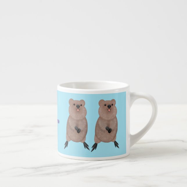 Happy lächelnd niedliche Quokka Cartoon Design Espressotasse (Rechts)